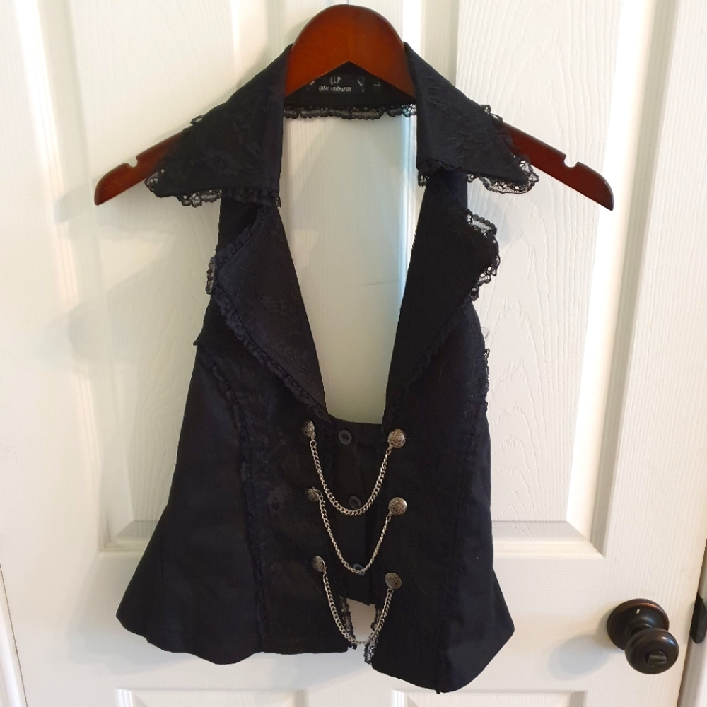 Black Lace and Chain Vest